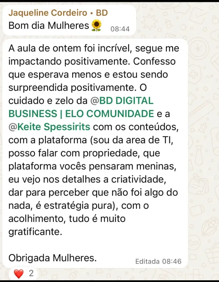 Feedback real de MEMBRA sobre as aulas, o acolhimento e a plataforma ELO